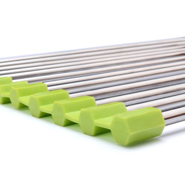 Luximal Stainless Steel Kitchen Organizer Foldable/Roll-Up Over Sink Dish Drainer Drying Rack Utensils Dryer Mat for Fruit Vegetable (46.5 x 46 cm) - Image 6