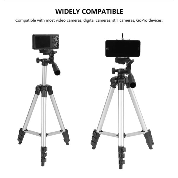 Tygot Adjustable Aluminium Alloy Tripod Stand Holder for Mobile Phones & Camera, 350 mm -1020 mm, 1/4 inch Screw + Mobile Holder Bracket - Image 3