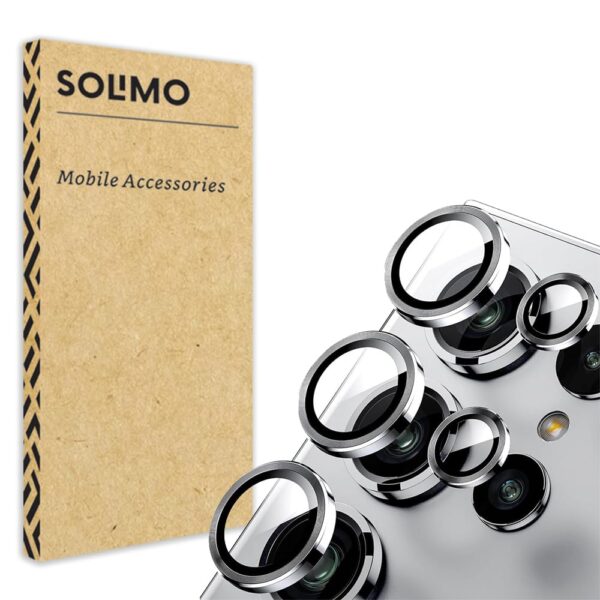 Amazon Brand - Solimo Camera Glass Lens Protector Ring for Samsung Galaxy S25 Ultra 5G Case Friendly with Edge to Edge Coverage and Easy Installation (Titanium Gray) - Image 3