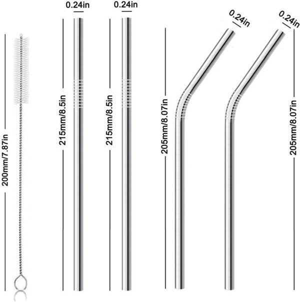 Decorcrafts Stainless Steel Straws for Drinking with Brushes Pack of 10Pieces (4 Bent + 4 Straight + 2 Brushes) Long Steel Straws for Drinking Juice & Drinks for Kids and Adults - Image 7