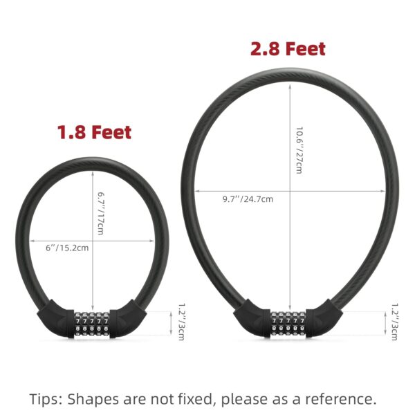 ROCKBROS Bike Lock Cable Combination Bike Lock 5 Digit Resettable Bicycle Cable Lock for Road Mountain Bike Motorcycle Scooters… - Image 2