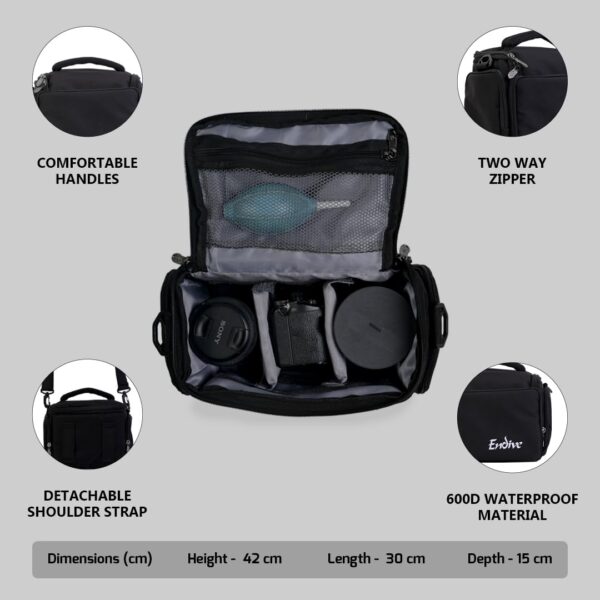 Endive Water Resistant Camera Bag/Case Shoulder Strap Space for Photography Lens and Accessories Compatible for Nikon, Canon, Sony, Panasonic, Samsung & Other SLR/DSLR Cameras. - Image 5