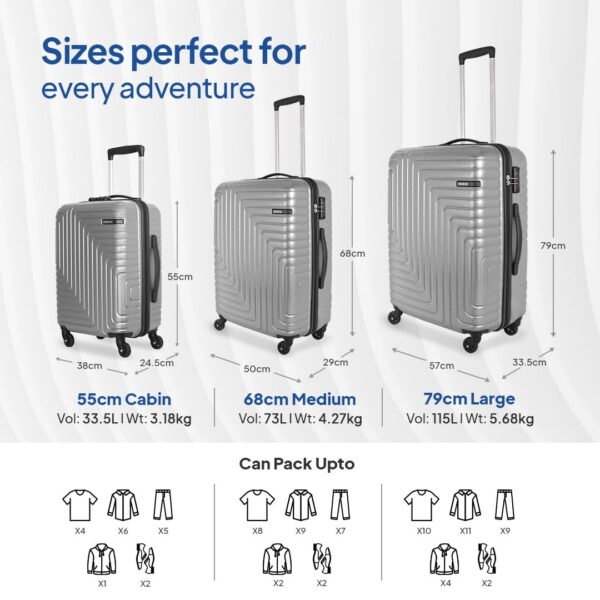 American Tourister Ivy Nxt 55CM Small Hard Luggage Polycarbonate Cabin Trolley Bags for Travel with Mounted TSA Lock for Men & Women - Silver - Image 6
