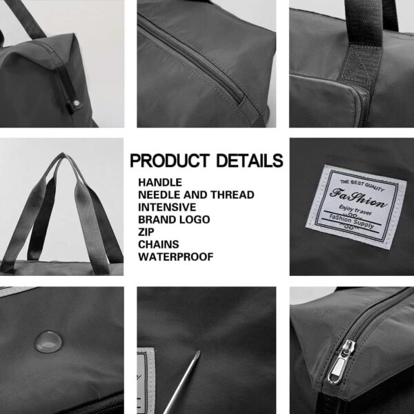 Royals hub Large Capacity Folding Travel Tote Bag, Oxford Fabric Waterproof - Image 6