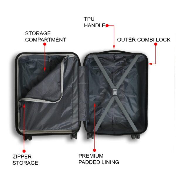 Emblem Gypsy Hard Case Trolley Bag for Travel, Lock System 360 Degree 8 Wheels and Security Zipper - Image 10