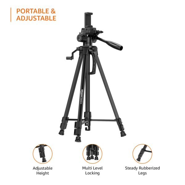 Amazon Basics 60 Inch Tripod for DSLR, Camera | Operating Height: 4.58 Ft. | Maximum Load Capacity up to 4.5kg | Portable Lightweight Aluminium Tripod with 360° Ball Head | Carry Bag Included (Black) - Image 4