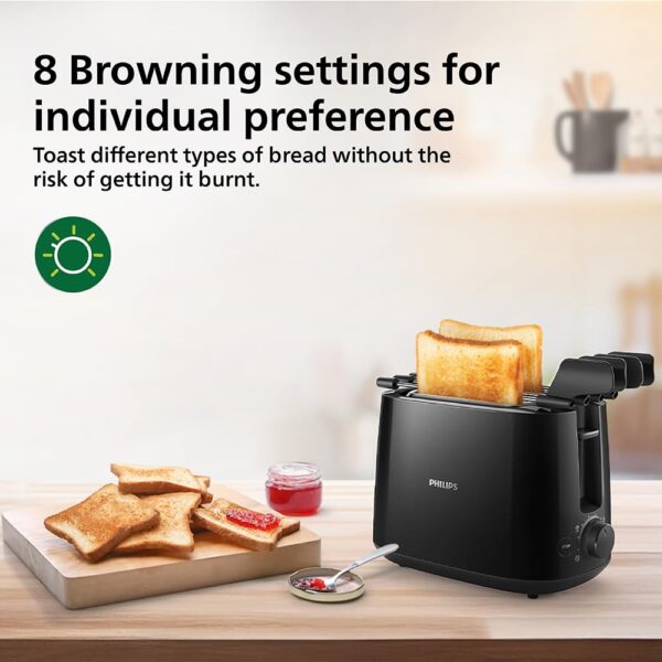 Philips Daily Collection HD2583/90 600-Watt 2 in 1 - Toaster and Sandwichmaker (Black) - Image 4