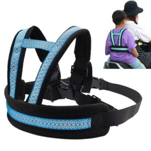 Venzina® Safety Harness Belt for Kids Child Safety Belt for Two Wheeler Motorcycle Scooter Safety Belt for Kids with Reflective Strips Adjustable Kids Motorcycle Harness Belt (2-12 Years) – Blue