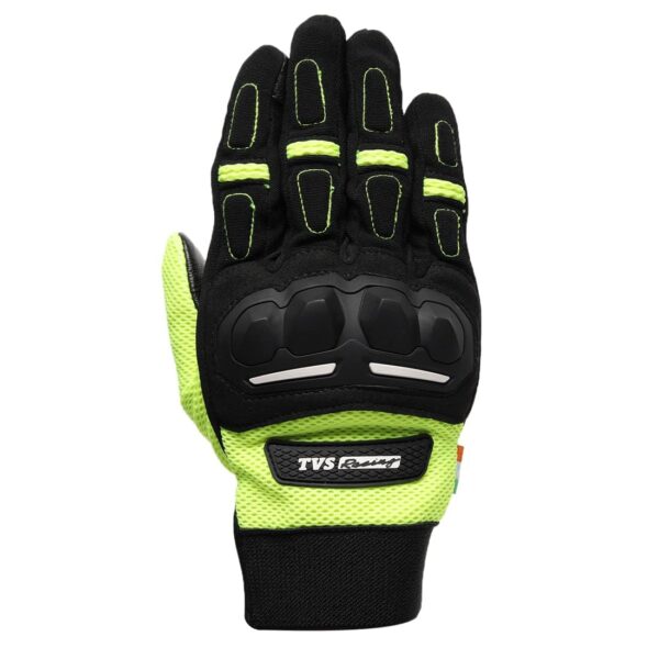 TVS Racing Xplorer Riding Gloves for Men-PVC & Carbon Protected, Touch Screen Compatible, & Visor Wiper Fingertips-Premium Bike Gloves for Riding Comfort (Neon-L) - Image 9