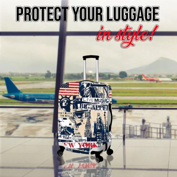NT CREATION Blue New York Polyester Fabric Large Protective Luggage Cover | (L) LAREG Protective Luggage Cover Without Suitcase -Blue New York | Size - 28 in (Fit - 26-30 in Luggage) - Image 4