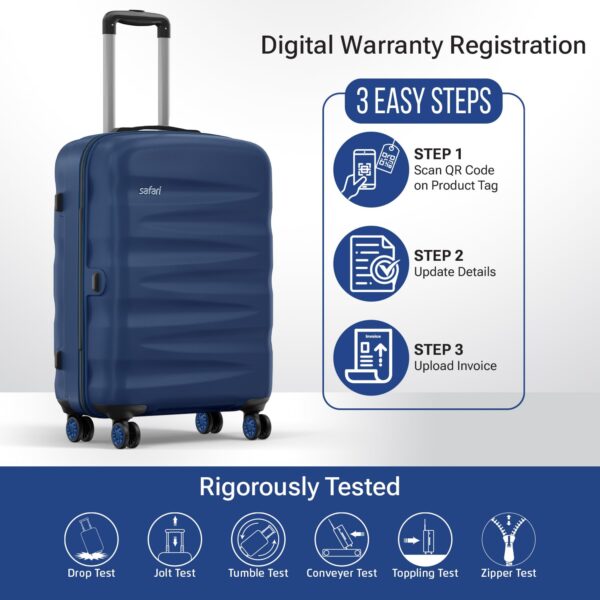 Safari Jupiter 8 Wheels 65cm Medium Checkin Trolley Bag Hard case Polycarbonate 360 Degree Wheeling System Luggage, Travel Bag, Suitcase for Travel, Trolley Bags for Travel, Graphite Blue - Image 8