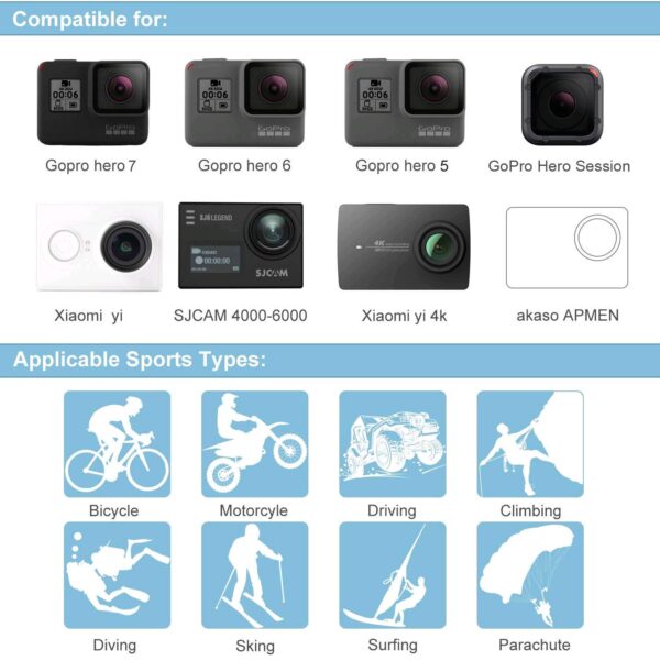 ADOFYS 49 in 1 Action Camera Accessory Kit Bundle Compatible for GoPro Hero 12/11/10/9 / 8/7/6/5 SJCAM/Akaso/Apeman/Xiaomi Yi Action Camera - Image 8
