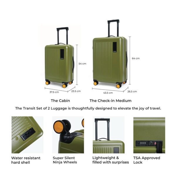 MOKOBARA The Transit Luggage Poly-Carbonate Hard Sided 8 Silent Ninja Wheels (So Matcha, Set of 2) - Image 6