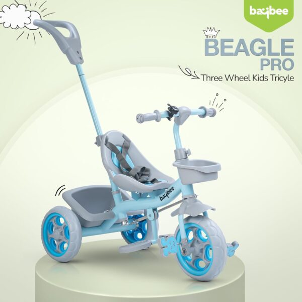 Baybee Beagle Pro Baby Tricycle for Kids, Plug N Play Kids Tricycle with Parental Push Handle, Eva Wheels, Footrest & Baskets | Kids Cycle Trikes | Baby Cycle for Kids 2 to 5 Years (Blue) - Image 7