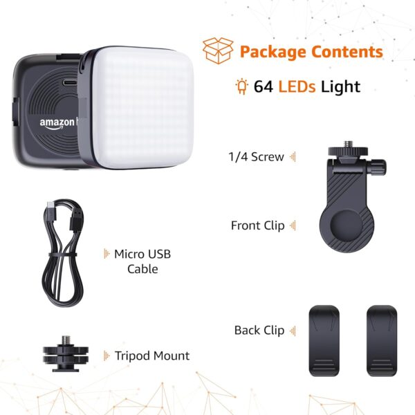 Amazon Basics LED Video Light for Photography, Live Streaming, Makeup & More | 2000 mAh | 3 Color Modes | 360° Rotation | Magnetic Absorption | Camera & Tripod Mountable | Rechargeable Battery - Image 7