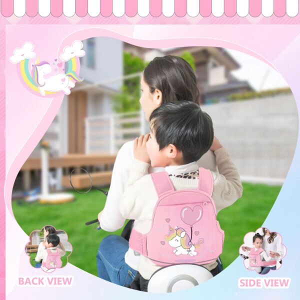 BendJoy® Kids Safety Belt for Two Wheeler Motorcycle Harness, Portable Safety Belt for Kids for Bike Scooty Adjustable Safety Seat Belt for Girls (1-12Years),Pink - Image 3