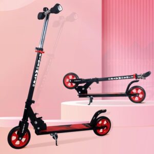 Kidsmate Street Rider Kick Scooter for Kids of Age 6-13 Years | 2 Wheel Scooter, Foldable Design, 3 Adjustable Height Option with Rear Braking | Max User Weight 50kg- Black