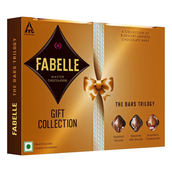 Fabelle The Bars Trilogy - Chocolate Pack, 3 Assorted Large Luxury Chocolate Bars, Premium Packaged Gift Chocolate Box, Centre-Filled Bars, Best Chocolate Gift, 388g - Image 2