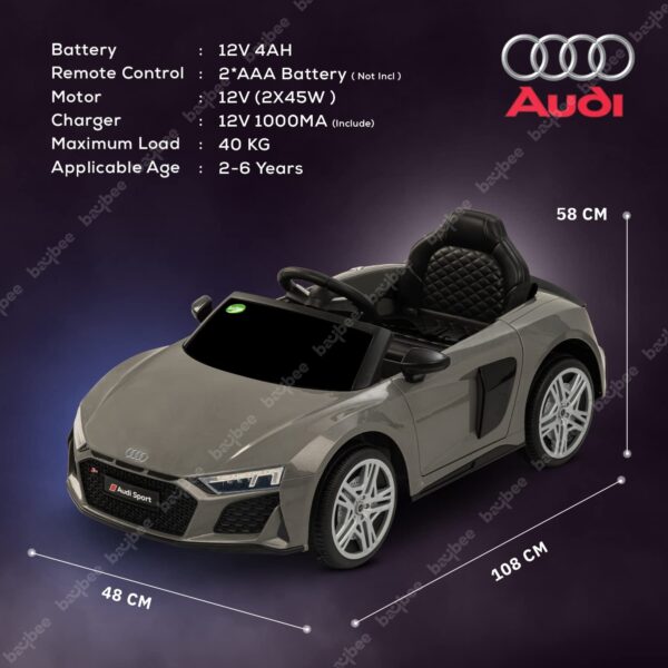 BAYBEE Official Licensed Battery Operated Car for Kids, Ride On Toy Kids Car with Music & Light | Baby Big Battery Car | Electric Car for Kids to Drive 3 to 8 Years Boy Girl (Audi R8 Grey) - Image 9