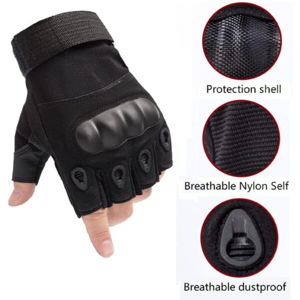 RIGJAK Half Finger Hard Knuckle Motorcycle Army Shooting Tactical Outdoor Breathable Gym & Fitness Riding Gloves for Boys & Men - Image 3