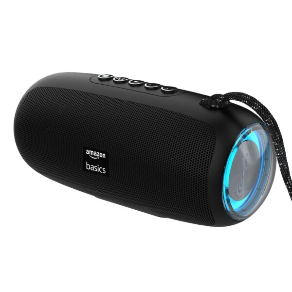 amazon basics B10 10W RMS Bluetooth Speaker with 2000 mAh Battery | Up to 8 hrs of Playback | RGB | Bluetooth 5.3, AUX in, USB & Micro SD Card Connectivity | Type-C Charging (Black) - Image 2
