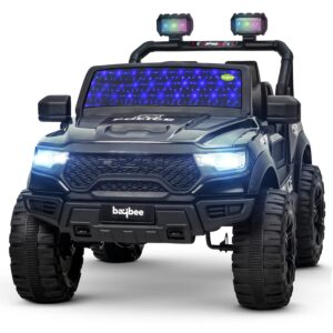 Baybee Battery Operated Jeep for Kids, Ride on Toy Kids Car with Windshield Light & Music | Baby Rechargeable Battery Car | Electric Jeep Car for Kids to Drive 3 to 8 Years Boy Girl (Run Black)
