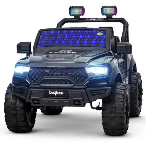 Baybee Battery Operated Jeep for Kids, Ride on Toy Kids Car with Windshield Light & Music | Baby Rechargeable Battery Car | Electric Jeep Car for Kids to Drive 3 to 8 Years Boy Girl (Run Black)
