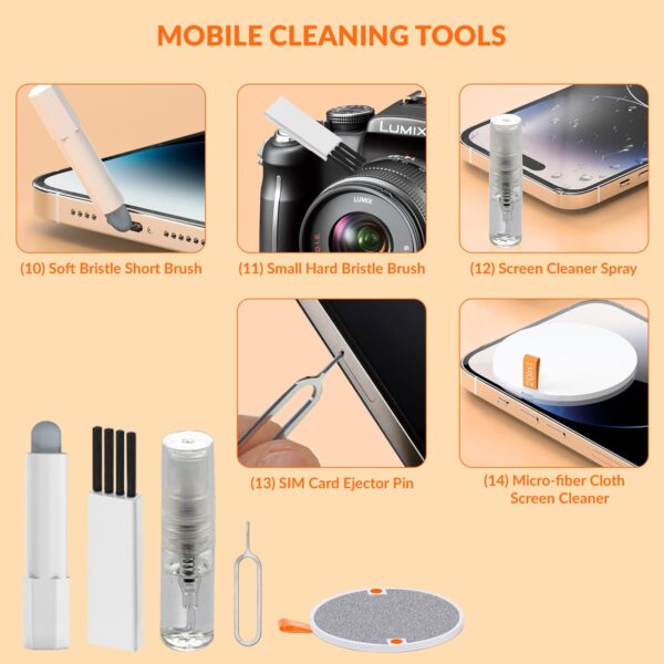 Tukzer Laptop Screen Keyboard Cleaner Kit, 20-in-1 Electronic Gadget Cleaning Tool, 2.5ml Mist Spray, Pen Brush, Air Blower| for MacBook, iPad iPhone Smartphone Tablet, PC Computer, DSLR Camera Lens - Image 7