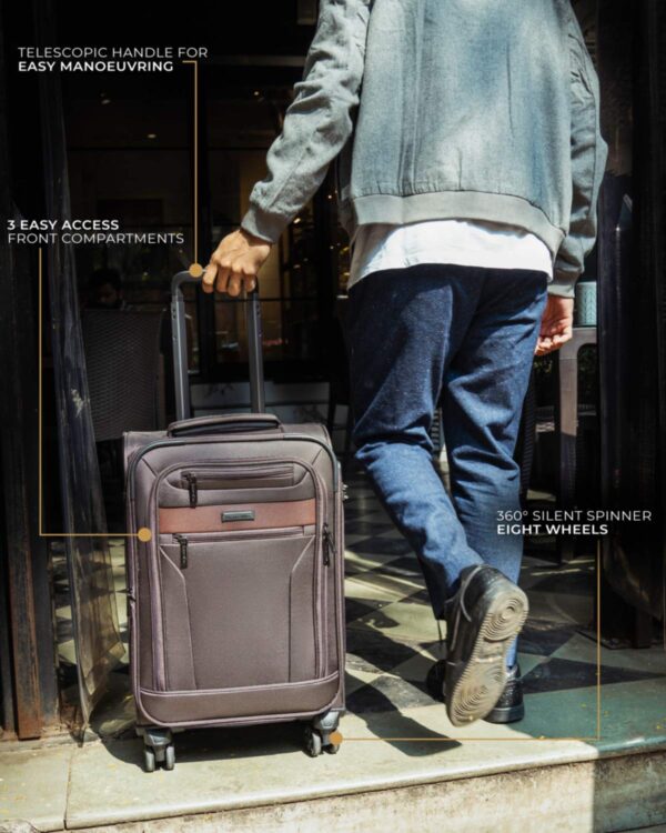 Nasher Miles Berlin Expander Soft-Sided Polyester Front Laptop Compartment Check-in Luggage Brown 28 inch |75cm Trolley Bag - Image 5