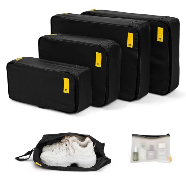 MOKOBARA The Packing Cube Nylon Fabric Water Resistant Travel Organizer Wardrobe Organizer Set Of Packing Bag (Xl,Large, Medium, Shoe Bag, Toiletry Bag) (Set Of 6, Crypto), Black - Image 2