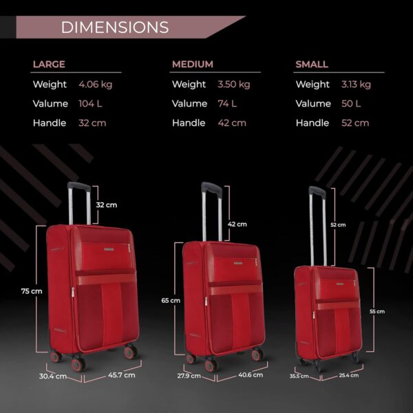 Nasher Miles Toledo Expander Soft-Sided Polyester Check-in Luggage Red 24 inch |65cm Trolley Bag - Image 8