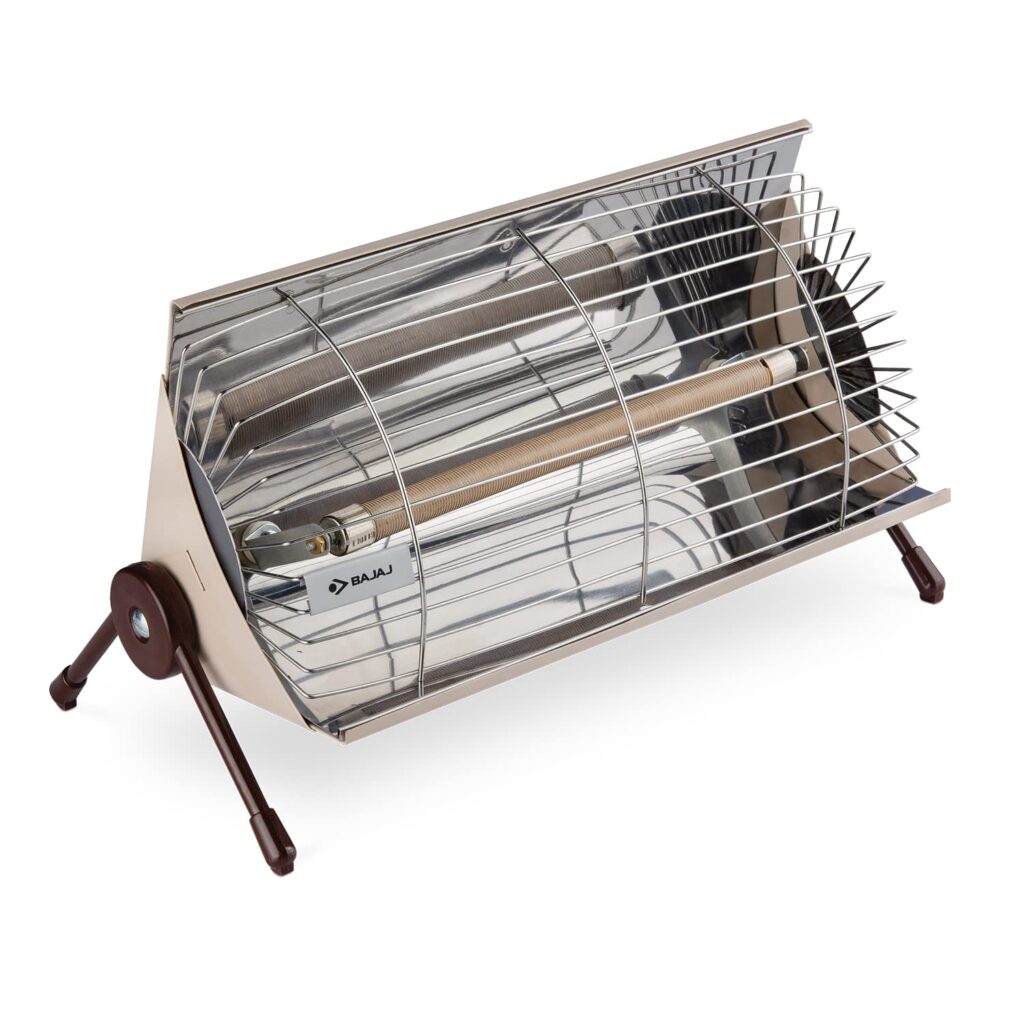 Bajaj Minor Radiant Room Heater For Home|1000W PedestalHeater For Winter|Electric Heater ForRoom|Stainless Steel Heat Reflector|Nickel Chrome PlatedMeshGuard|Tilted Legs|2YrWarrantyBy Bajaj|Multicolor