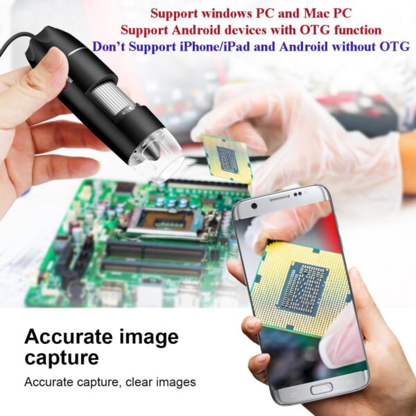 Tobo USB Microscope;Tobo 1000 x High Resolution Digital Mini Microscope Camera with OTG Adapter and Metal Stand;Compatible for Micro USB Type-C Android; Windows Mac Linux(USB Microscope) - TD-585IM11 - Image 7
