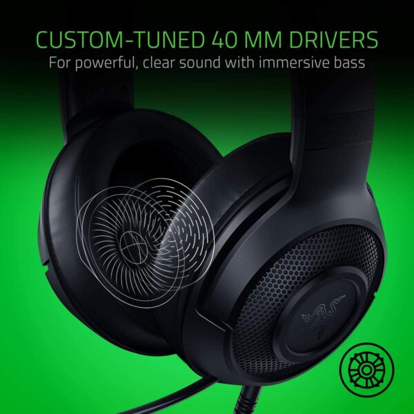 Razer Kraken X Lite Ultralight Gaming Headset: 7.1 Surround Sound Capable - Lightweight Frame - Bendable Cardioid Microphone - for PC, Xbox, PS4, Nintendo Switch - Classic Black - Image 5