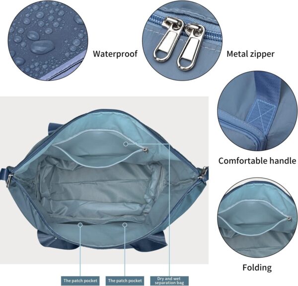 Storite Nylon 40 Cms Imported Foldable Travel Duffle Bag For Women, Expandable Lightweight Waterproof Carry Weekender Overnight Luggage Bag (Blue) - Image 4