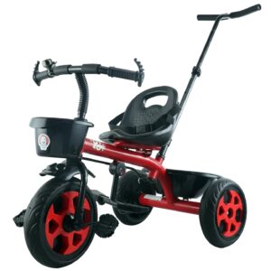 Toyzoy Pluto Tricycle for Kids Trike | Tricycle for Kids with Parental Control | Cycle for Kids 1-4 Years | Baby Cycle | Bicycle for Kids with Storage Basket, Cushion Seat and Seat Belt TZ-548 (Red)