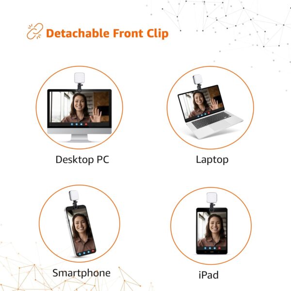 Amazon Basics LED Video Light for Photography, Live Streaming, Makeup & More | 2000 mAh | 3 Color Modes | 360° Rotation | Magnetic Absorption | Camera & Tripod Mountable | Rechargeable Battery - Image 3