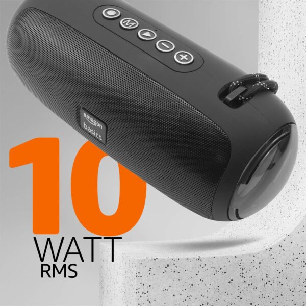 amazon basics B10 10W RMS Bluetooth Speaker with 2000 mAh Battery | Up to 8 hrs of Playback | RGB | Bluetooth 5.3, AUX in, USB & Micro SD Card Connectivity | Type-C Charging (Black) - Image 3
