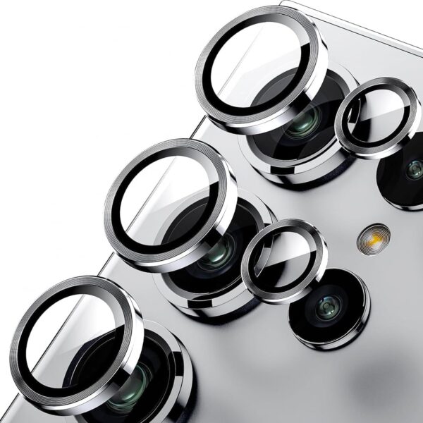Amazon Brand - Solimo Camera Glass Lens Protector Ring for Samsung Galaxy S25 Ultra 5G Case Friendly with Edge to Edge Coverage and Easy Installation (Titanium Gray) - Image 2