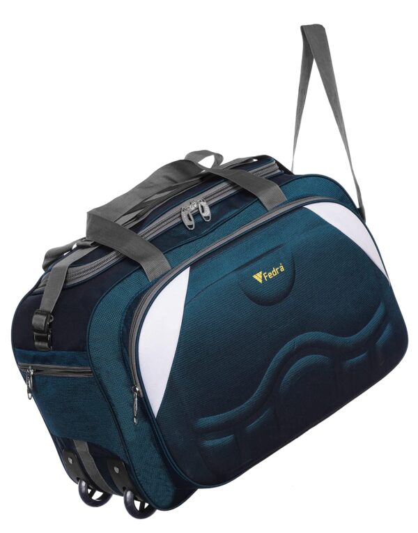 FEDRA Fabric Travel Duffel Bags For Men And Women 60 L With 2 Wheels Green White, 68.58 Cm - Image 2