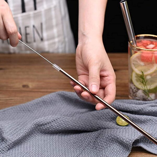 Decorcrafts Stainless Steel Straws for Drinking with Brushes Pack of 10Pieces (4 Bent + 4 Straight + 2 Brushes) Long Steel Straws for Drinking Juice & Drinks for Kids and Adults - Image 4