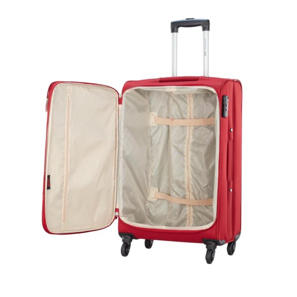 VIP Widget Durable Polyester Soft Sided Check-in Luggage 4 Spinner Suitcase Wheels with Quick Access Front Pockets (Medium, 69Cm, Red) - Image 7