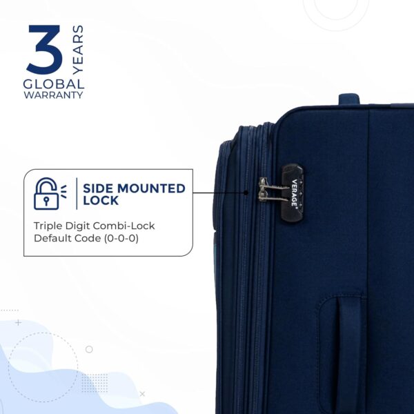 Verage Specter 70 cms Blue Soft Sided Medium Check-in Luggage Trolley Bag for Travel with Expandable & Anti Theft Zipper Suitcase Spinner for Men and Women - Image 4