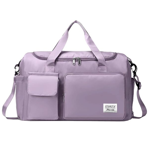 Storite Nylon 44 cms Imported Travel Duffle Bag Sports Gym Shoulder Bag for Women with Wet Pocket & Shoe Compartment Weekender Overnight Travel Luggage Bag (Purple, 44 x 18 x 29 cm) - Image 2