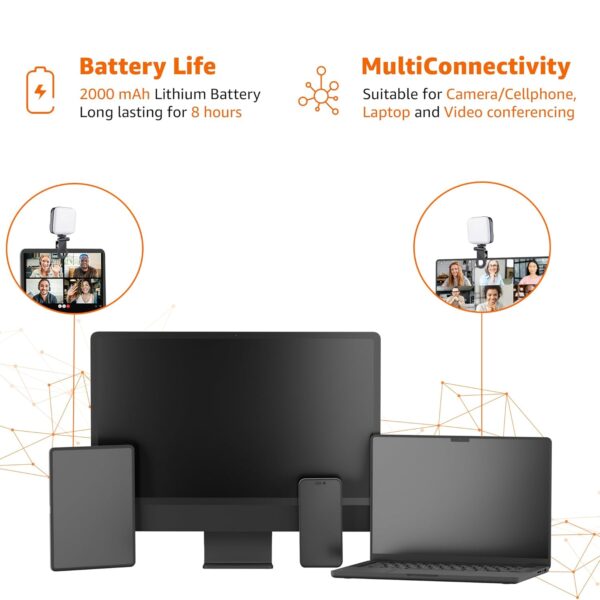 Amazon Basics LED Video Light for Photography, Live Streaming, Makeup & More | 2000 mAh | 3 Color Modes | 360° Rotation | Magnetic Absorption | Camera & Tripod Mountable | Rechargeable Battery - Image 4