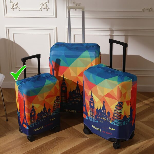 HOKIPO 180gsm Durable and Washable Suitcase Covers for Trolley Suitcase, Small (18-19inch), Multicolor Across Globe (NEW-5183-D9) - Image 3