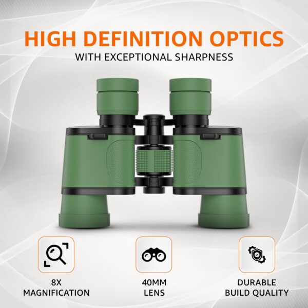 Amazon Basics Long Distance Binoculars | Zoom 8x40 | HD Vision Optics | Ideal for Bird Watching, Trekking, and Sports - Image 3