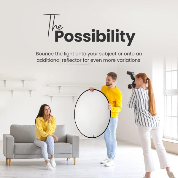 Digitek (DRB 5-1) Camera Reflector 45-inch /110 cm 5 in 1 Collapsible Multi-Disc Light with Bag - Translucent, Silver, Gold, White and Black for Studio Photography - Image 4