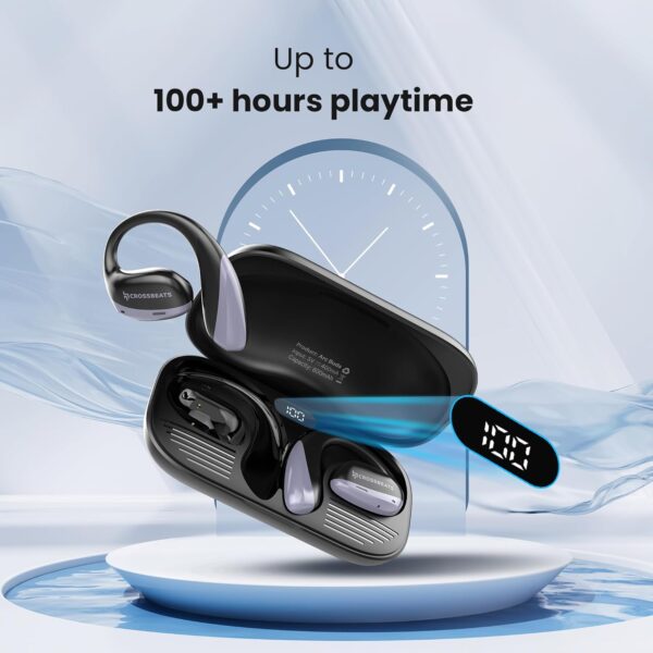 CrossBeats Arc Buds OWS Open Ear Wireless Earbuds | Spatial Audio Headphones & Head Tracking | Gaming Bluetooth Earphones | 100hr Playtime | 14.2mm Drivers IPX5 Rating Type-c Fast Charging (Black) - Image 6