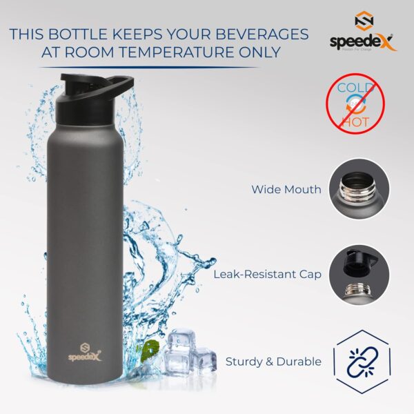 Speedex 1 LTR Water Bottle Set of 3, Dark Grey, Stainless Steel, 1 Litre Screw Cap Bottles Combo for Girls, Boys, Adults & Kids, Sports, Fridge Use, School & Office - 1000 ml - Pack of 3 - Image 5